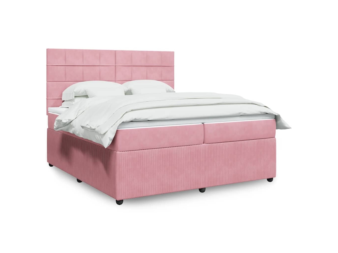 Vidaxl Cama Com Molas/colchão 200x200 Cm Veludo Rosa