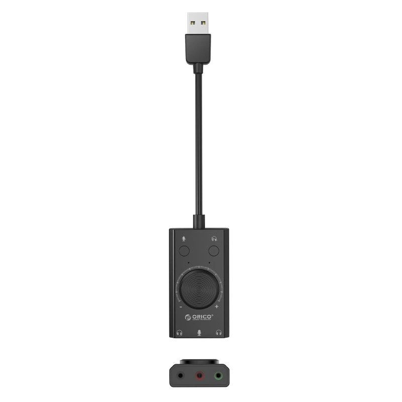 Placa De Som Externa Orico Sc2 Para Computador Conversor De Áudio Usb A 7.1