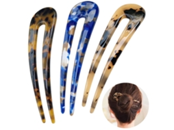 Garfos de Cabelo Franceses Concha de Tartaruga em Forma de U Grampos de Cabelo Updo para Cabelos Finos e Grossos Acetato de Celulose de 4 JEDBESETZT