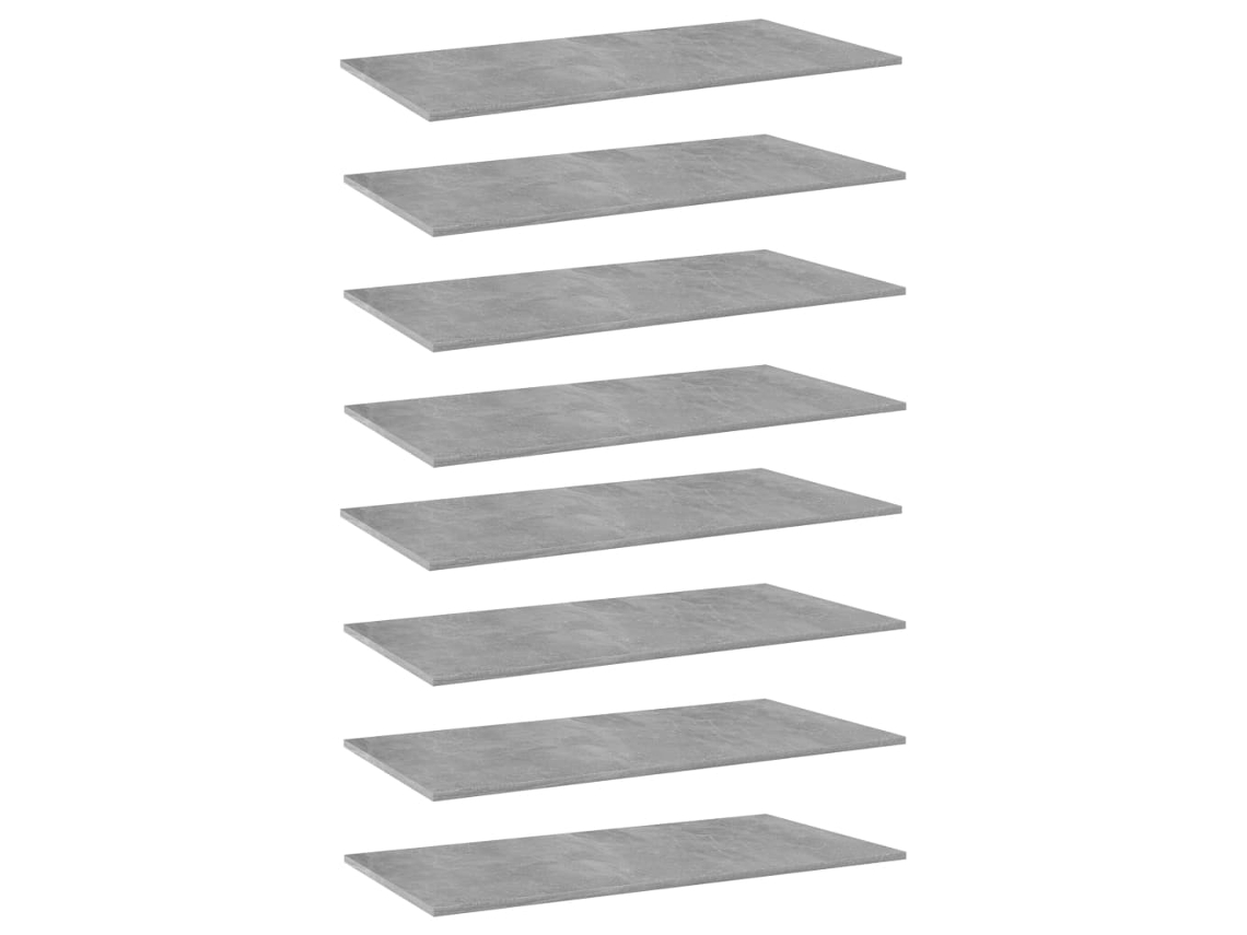 Vidaxl Prateleiras Estante 8pcs 80x30x1,5cm Contrapl. Cinzento Cimento