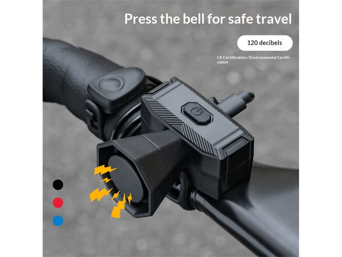 West Biking Mini Buzina 120db Controle Fio Preto Tipo C 5 Modos Alerta Ip Segurança Ciclismo Montanha