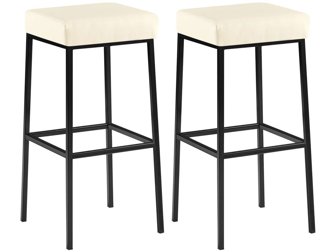 Conjunto de 2 bancos de bar Montreal 85 em imitação de pele creme/preto CLP