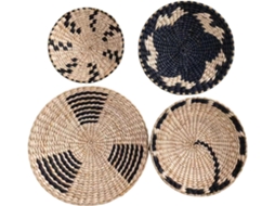 Conjunto De Cestos Muraux Em Vime, 4 Peças, Decoração Redonda Estilo Suspenso Bohème Para A Maison, Le Bureau,