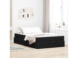 Vidaxl Cama Com Arrumação E Colchão Preto 120 X 200 Cm Veludo