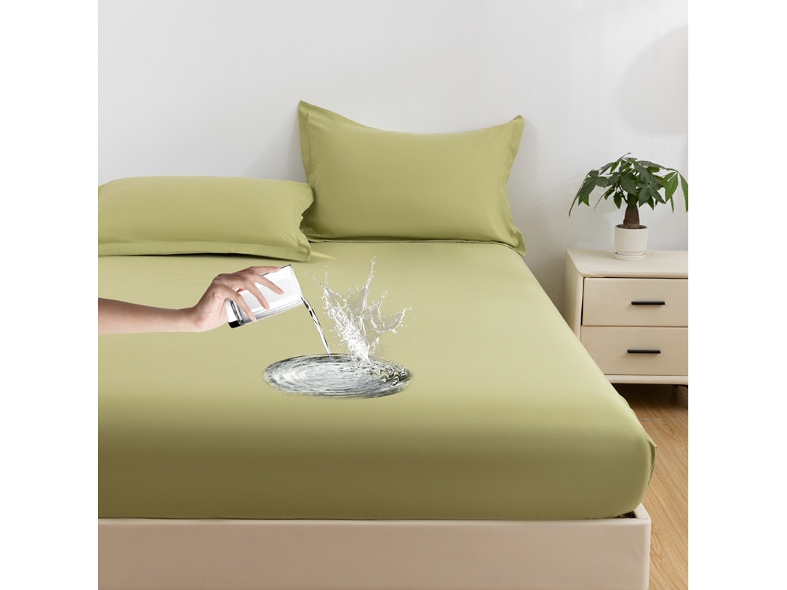 Protetor De Colchão Impermeável Czhhmart 100cmx200cm (com Par De Fronhas) Verde Grama