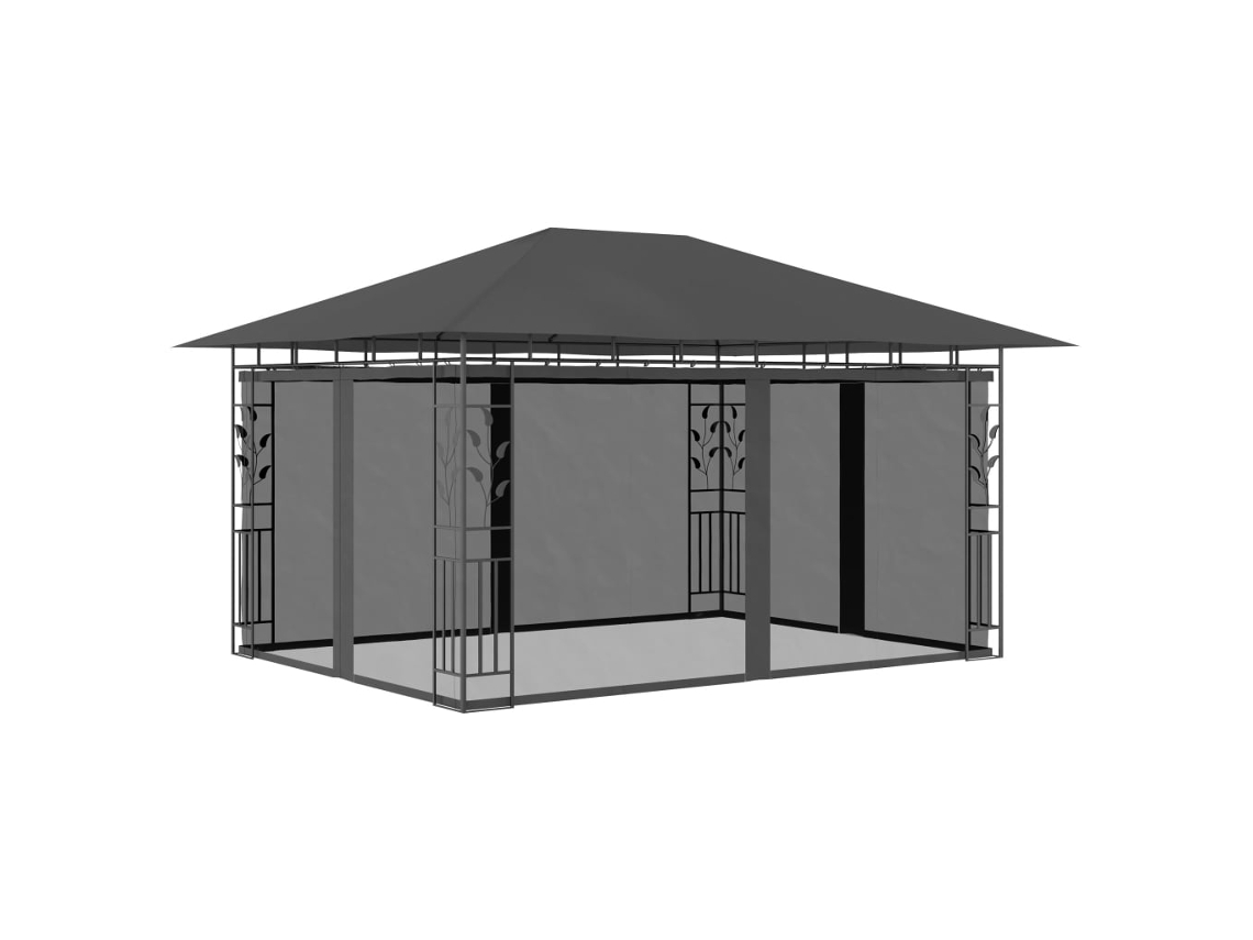 Vidaxl Gazebo Com Rede Mosquiteira 4x3x2,73 M 180 G/m² Antracite