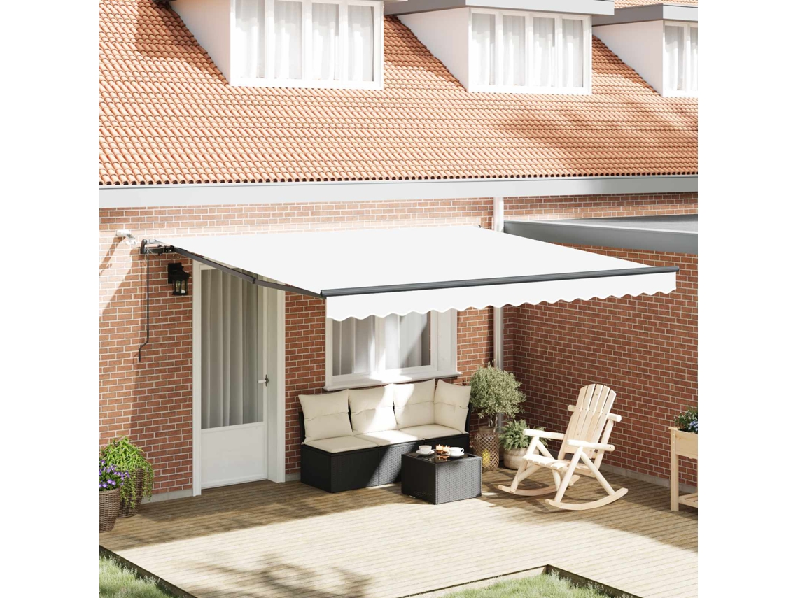 Vidaxl Toldo Retrátil Branco 400 × 350 Cm Poliéster