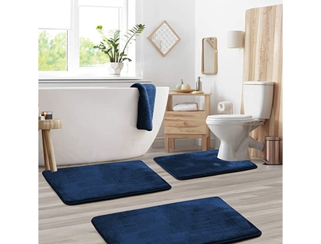 Tapetes de Banho Antiderrapantes Absorventes de Secagem Rápida para Decoração de Banheiro Azul Marinho EVELTEK 50x80cm40x50cmxShape