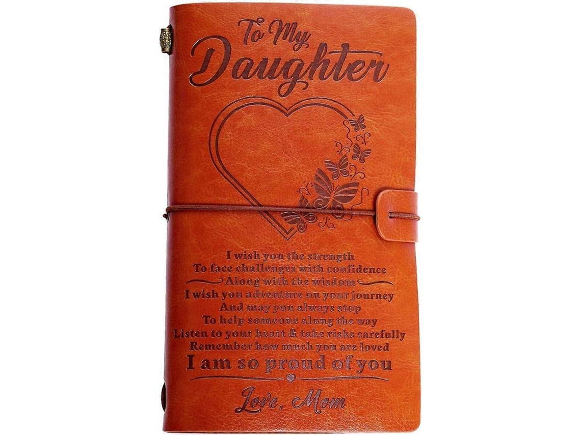 Diário de couro para minha filha, presentes de mãe para filha, caderno recarregável, diário de viagem, formatura, volta às aulas, presente Slowmoose
