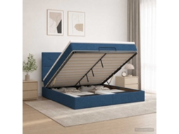 Vidaxl Cama Ottoman Com Colchão E Led Azul 140 X 190 Cm Tecido