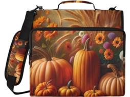 Organizador de bolsa com estampa de Abóbora Outono, fecho de 3 argolas com compartimento para laptop, resistente à água.
