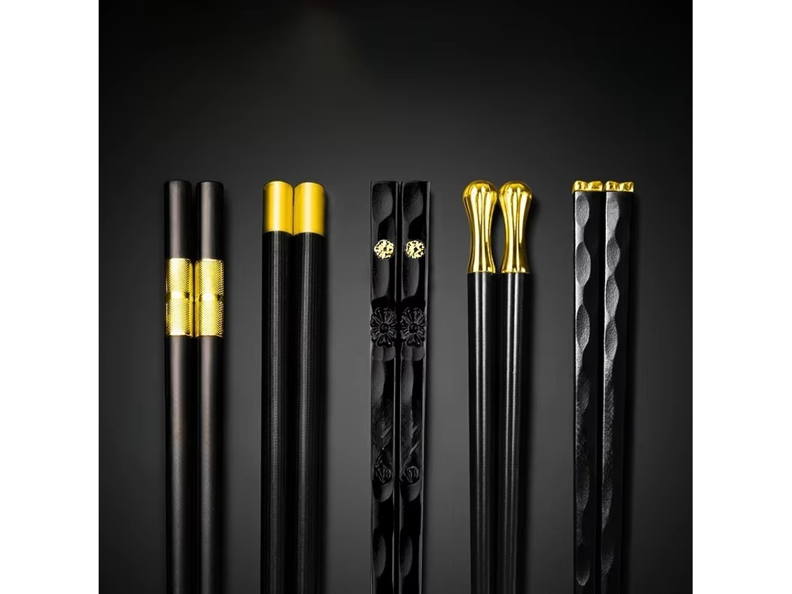 (estilo 2) Conjunto De 5 Pares De Pauzinhos Reutilizáveis De Liga Metálica Para Sushi Japonês E Chinês