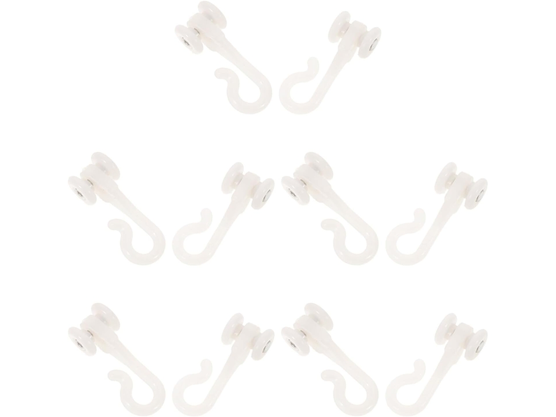 Conjunto De 10 Ganchos Plástico Em Formato U Para Mosquiteiros E Cortinas, Deslizadores Silenciosos Para Trilho De Teto