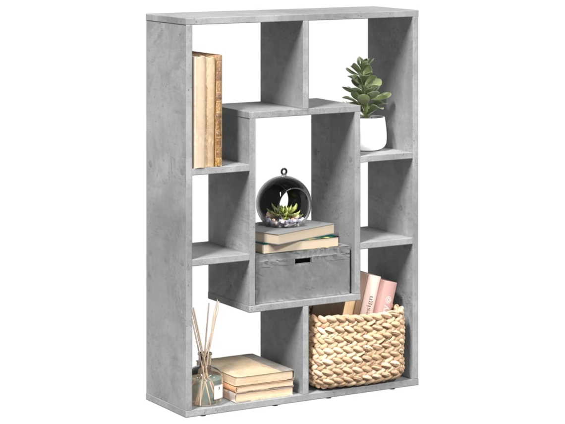 Vidaxl Estante 63x20x90 Cm Derivados De Madeira Cinzento Cimento