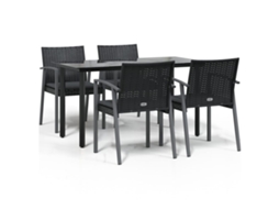 Conjunto de 5 Jantar para Jardim com Almofadões Vime Pe e Aço MAISON EXCLUSIVE (5pcs)
