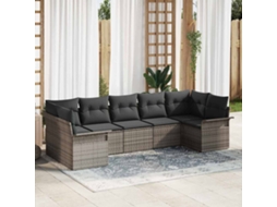 Vidaxl Conjunto De Sofá De Jardim 7 Unid. Cinzeto Rattan Sintético
