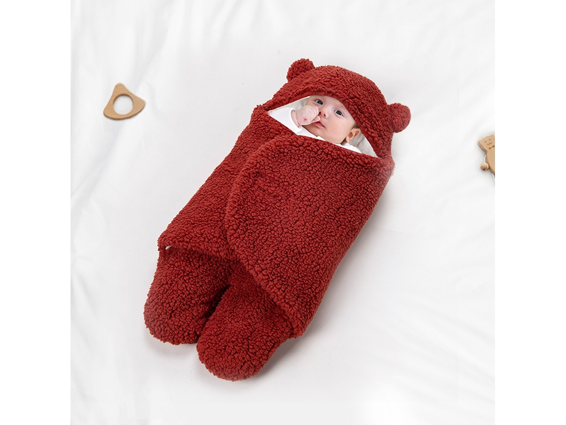 Manta Cueiro Lã Inverno Bebê 0-3 Meses 78x62cm Vermelho Panoona