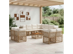 Vidaxl Conjunto De Sofás Para Exterior 12 Unid. Natural E Branco Creme
