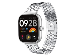Bracelete Para Redmi Watch 6 / 5 / 4 - Metal - Textura De Escamas De Peixe Prateada