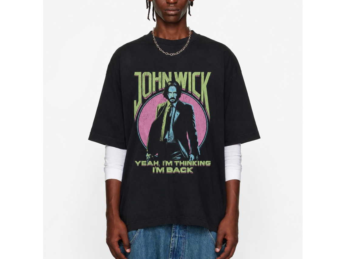 Rockinstone John Wick Yeah I'm Thinking I'm Back Black Adult T-shirt Size:xxl