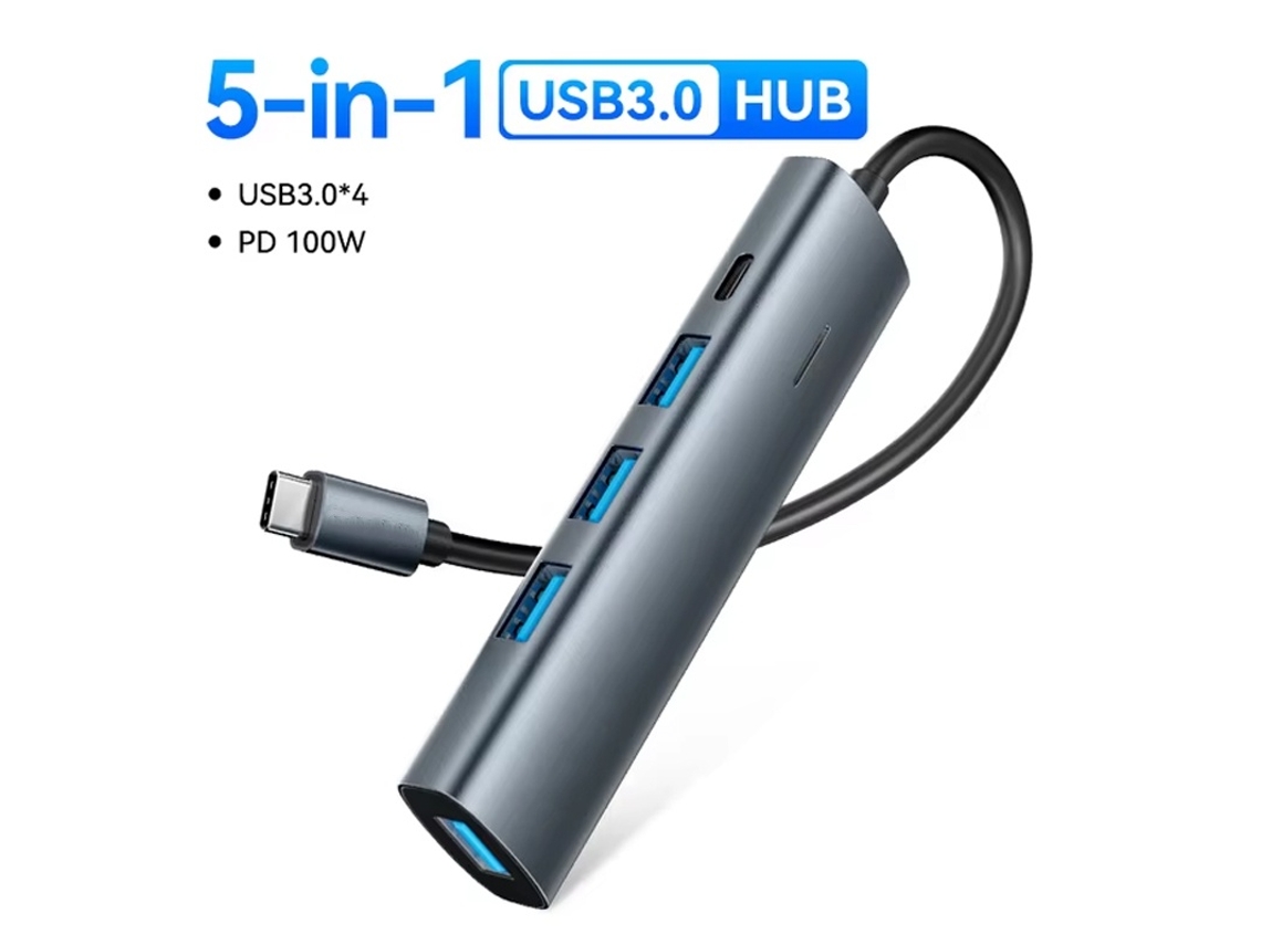 Yizhood 5 em 1 USB C 3.2 3.0 Hub 4k 60hz HDMI 100w Docking Station para Macbook Pro Samsung Xiaomi Pc Laptop Cinza