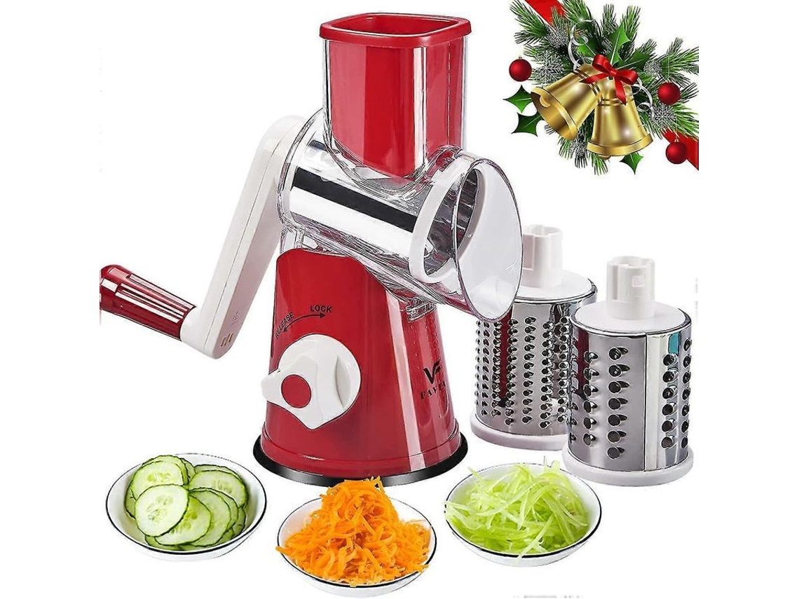 Rallador Manual De Verduras Rotativo Com 3 Lâminas De Aço Inoxidável Para Frutas, Verduras E Queijo