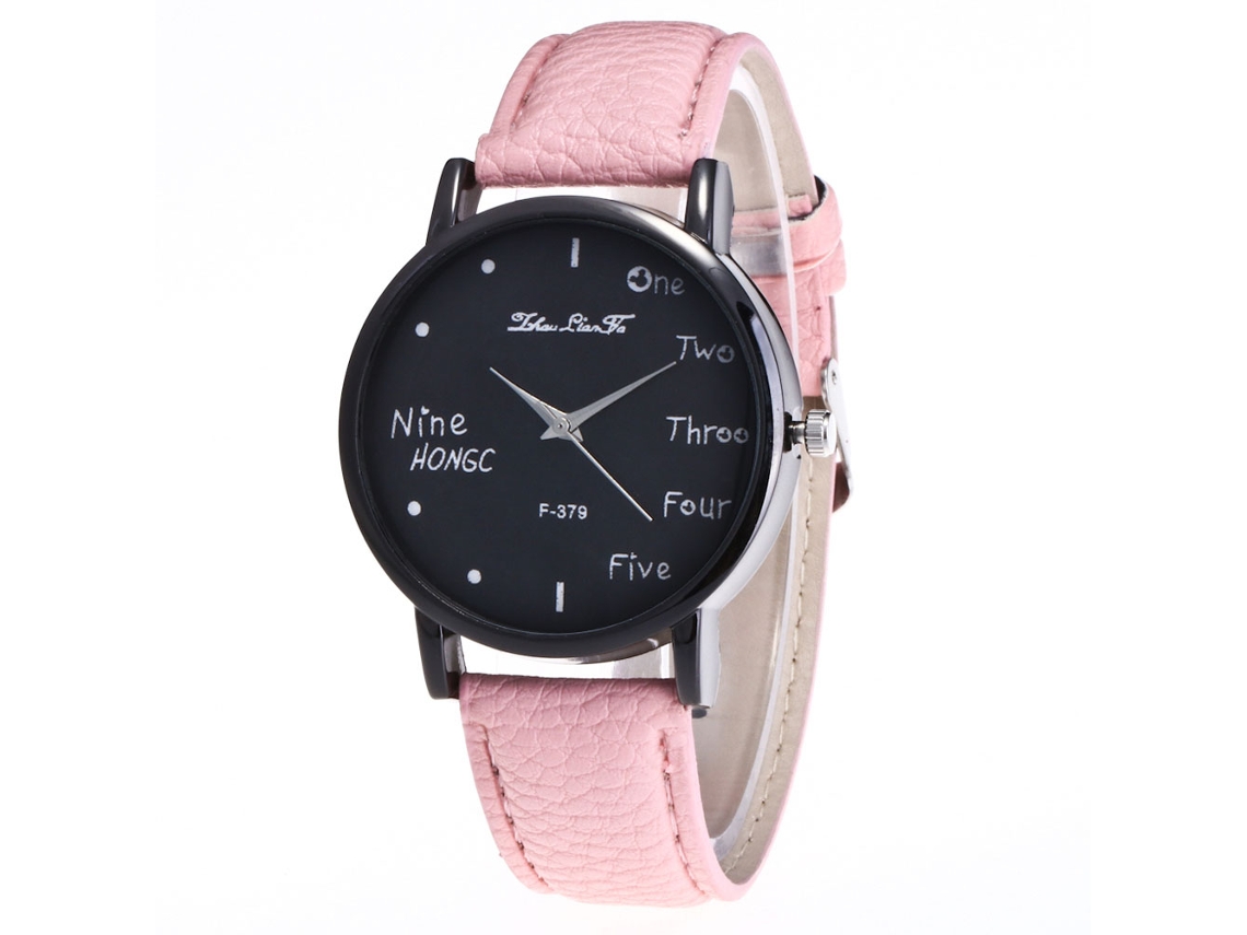 Relógio de Pulso Analógico de Quartzo com Mostrador Redondo Fashion (rosa)