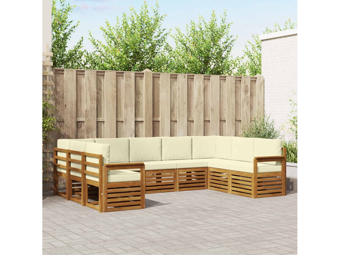 Vidaxl Conjunto De Sofás Para Exterior 9 Unid. Natural E Creme
