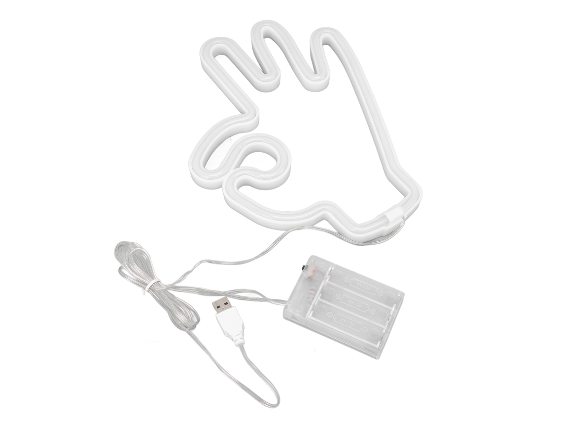 Luz Neon Led Mão Ok com Bateria Usb Decorativa Parede
