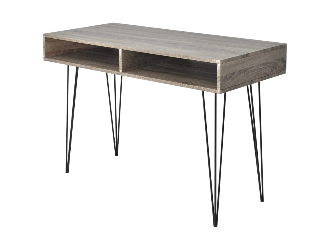 Vidaxl Mesa Com 2 Compartimentos, Cinzento