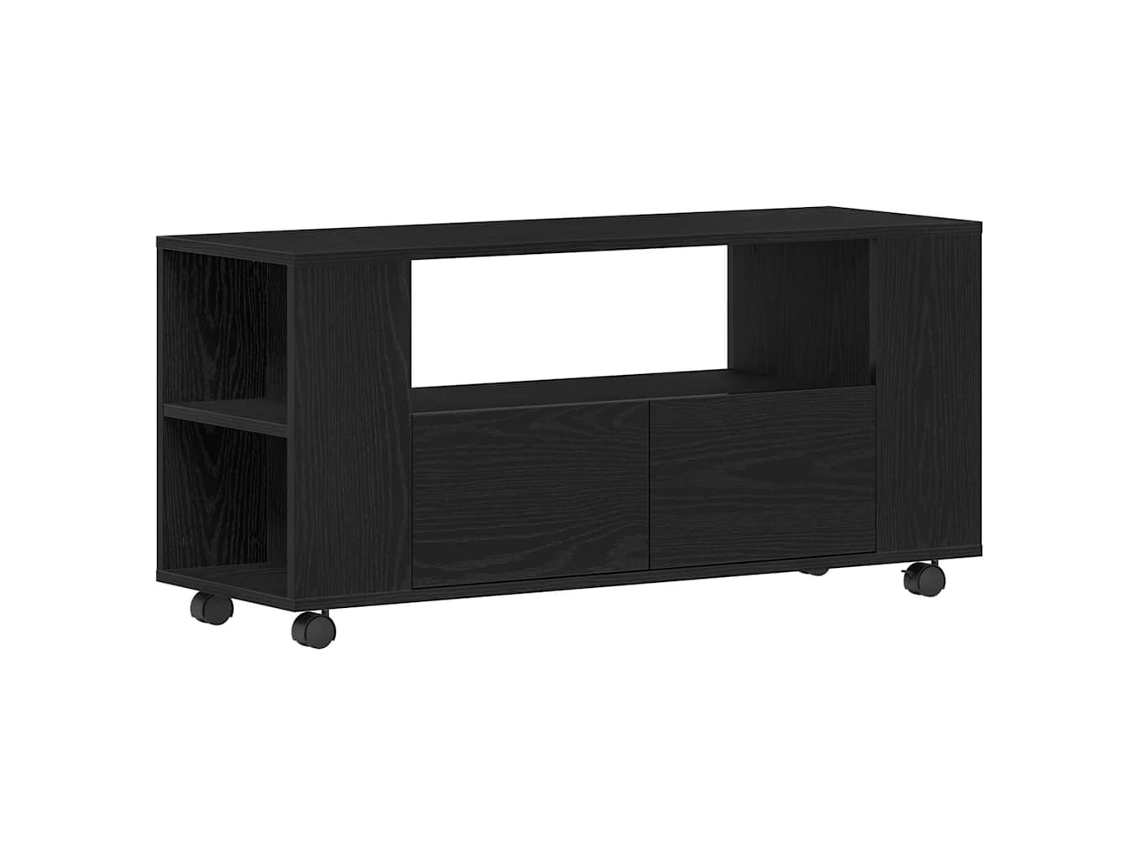 Vidaxl Móvel Tv C/rodas 102x34,5x43cm Deriv.madeira Carvalho Preto