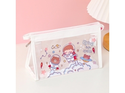 Bolsa de Maquiagem Transparente Bonita com Zíper Suave Capacidade Grande para Viagem