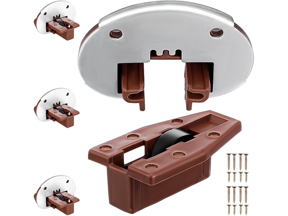 Kit Com 4 Corrediças Prateadas Para Gavetas De Móveis E Cozinhas, Em Plástico E Metal