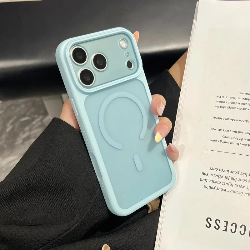 Capa Protetora Transparente Magnética À Prova De Choque Com Carregamento Sem Fio Magsafe (azul Para Iphone 16)