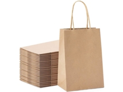 50 Sacolas De Papel Kraft Para Presente, 13, 3 X 9, 5 X 20,3 Cm, Sacolas De Papel Marrom Com Alças Torcidas Para Lembrancinhas De Festa(amarelo)