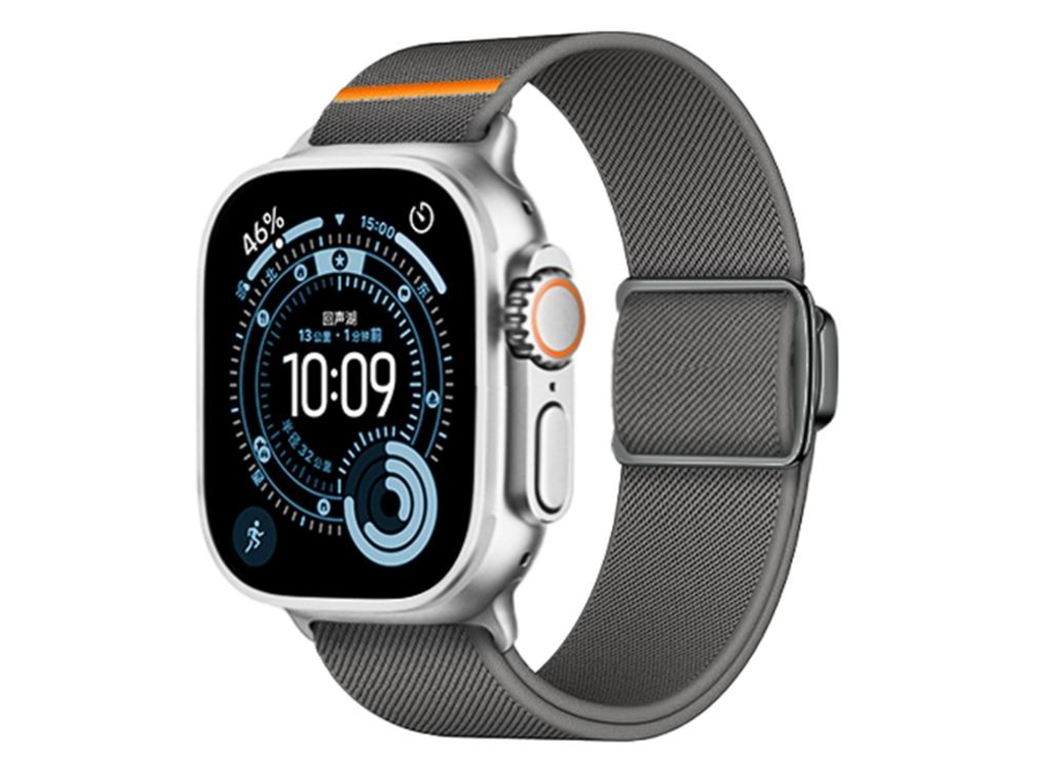 Bracelete Para Apple Watch 42/41/40/38mm - Nylon Elástico Com Fecho Magnético Em Titânio Cinza