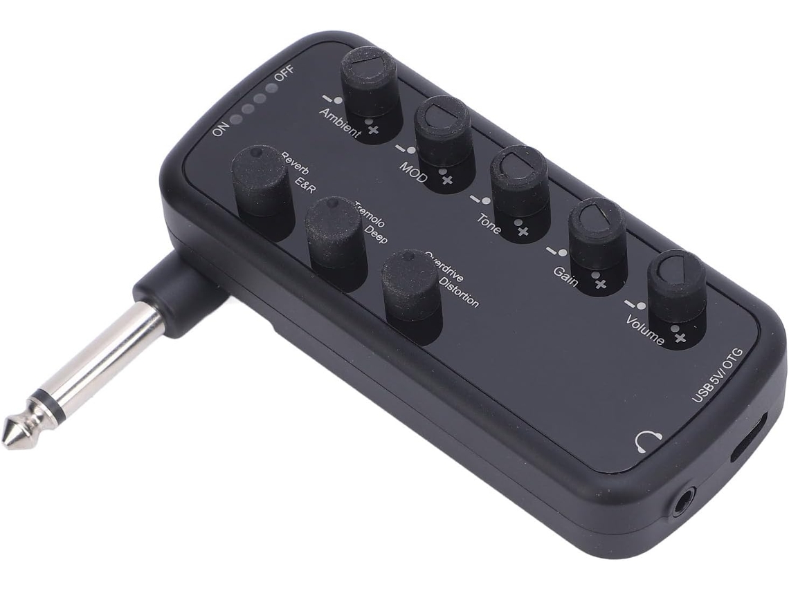 Amplificador de Fone de Ouvido com Graves Potentes, com Efeitos de Overdrive, Distorção, Reverb e Chorus. SFUSHOS