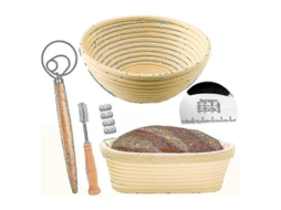 Conjunto De 2 Cestos Banneton Para Pão Artesanal, Formato Redondo E Oval, Para Massa Madre, Fermentação Natural E Padaria Doméstica