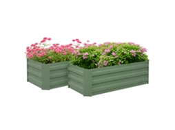 Conjunto 2 Vasos Aço Galvanizado Jardim Urbano Terraço 100x50x30 Verde