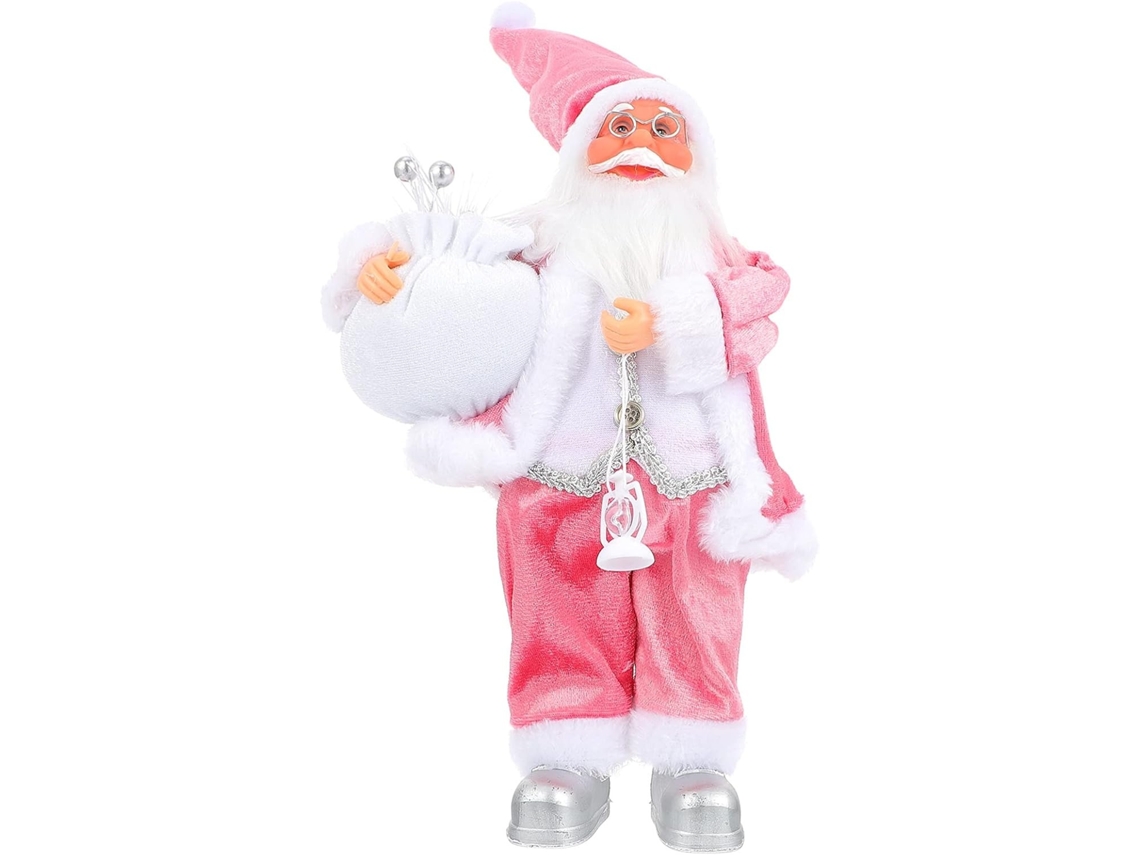 Estatueta De Pai Natal Para Mesa, 11,8 Polegadas, Design Rosa, Decoração Festiva Tressino