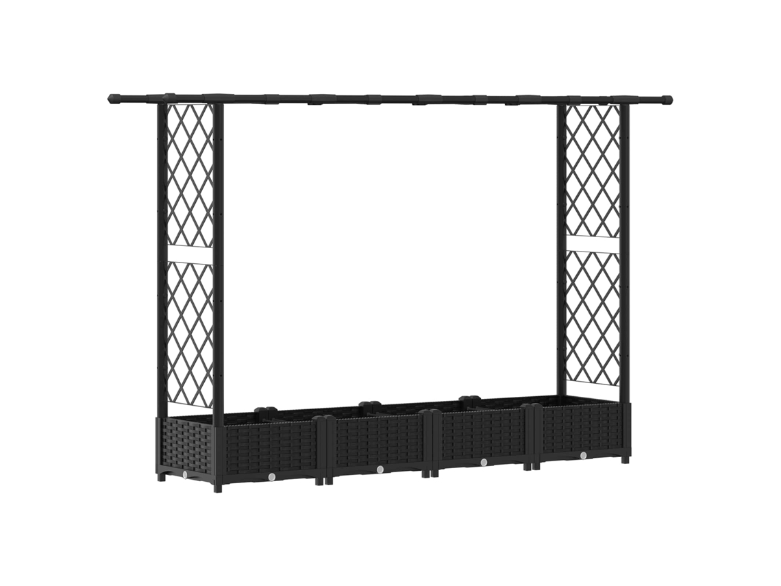 Vidaxl Cama Elevada Com Treliça E Telhado Preto 203 X 40 X 123 Cm Pp