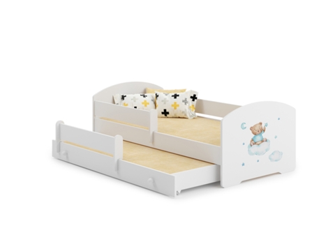 Cama dupla 160 x 80 com colchões e estrados incluídos Kobi Luk Blue Bear