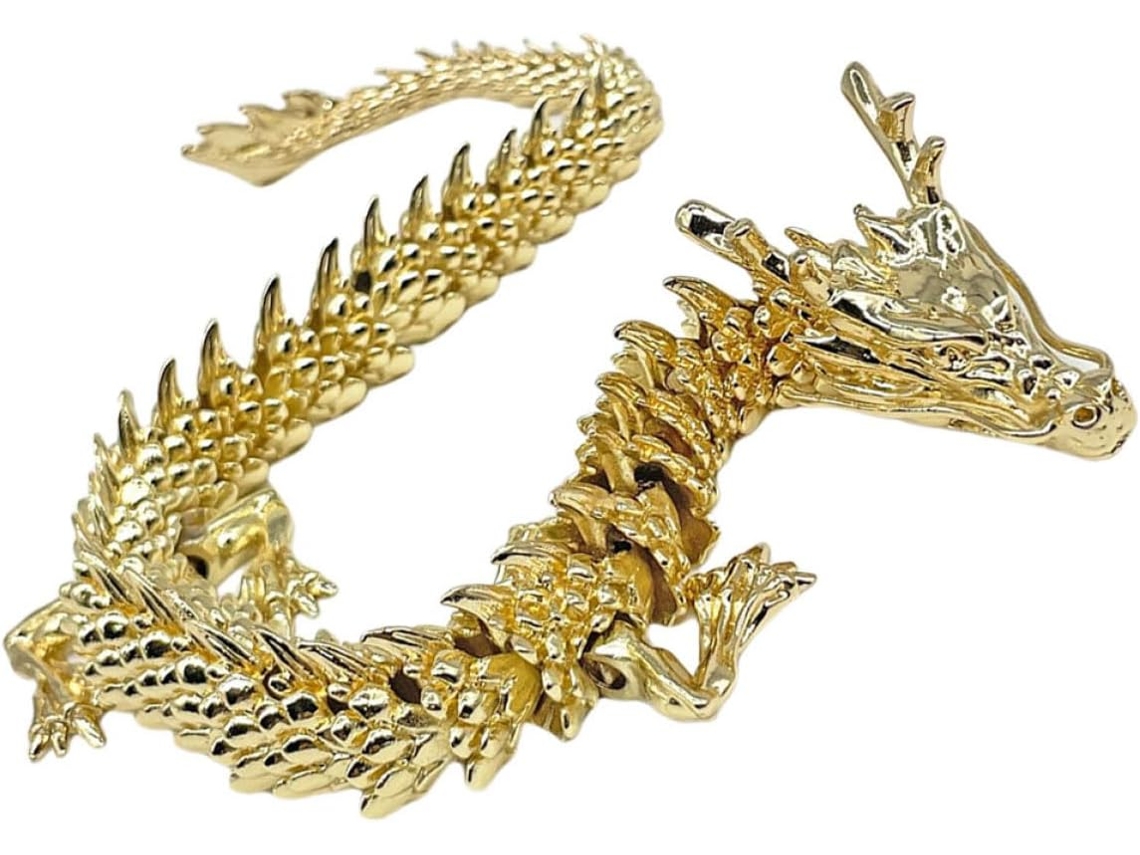 Escultura Dragão Decorativa Delicada Latão Banhado 3d Escritório Símbolo Riqueza Prosperidade Acabamento GOKOCO