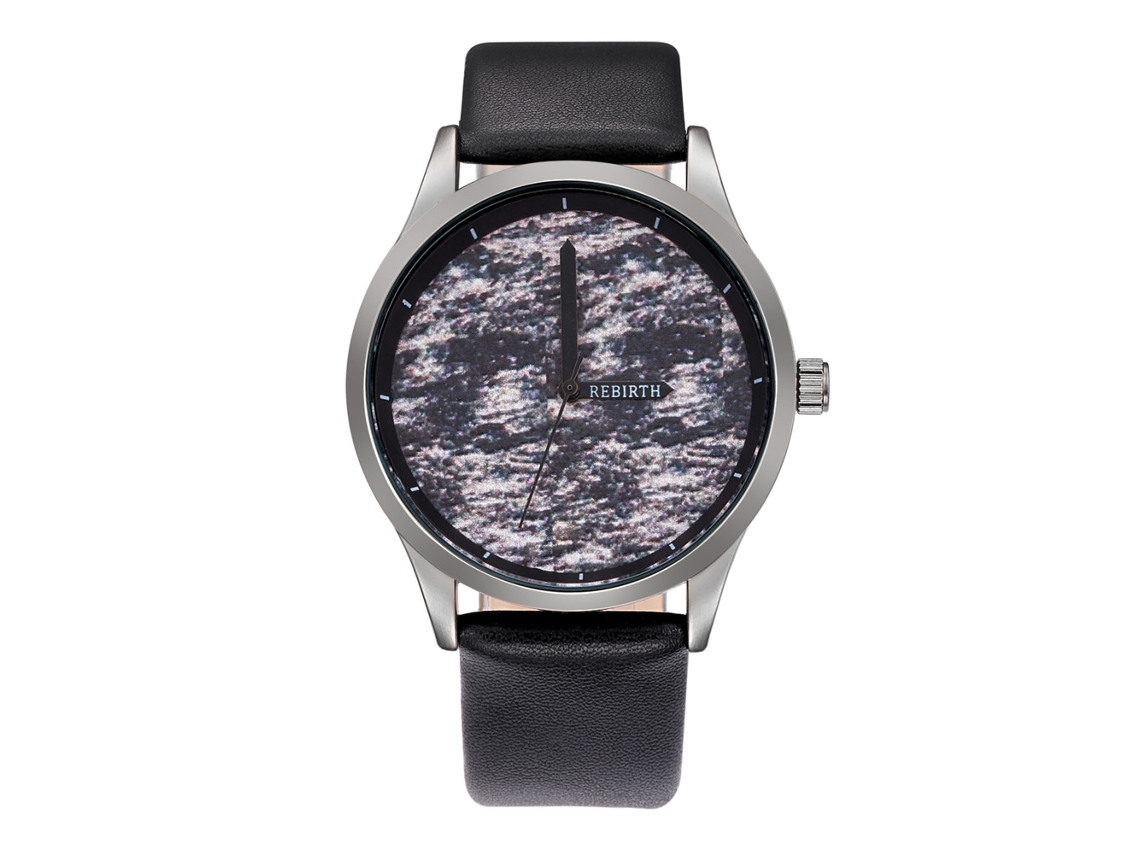 Relógio casual unissex Rebirth com pulseira de PU (preto)