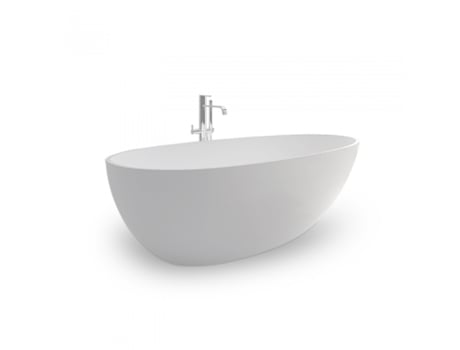 Sensae Banheira Ilha Banheira Oval Moderna Acolhedora E Confortável Superfície Sólida Branco Mate 90x185x56cm Ambra