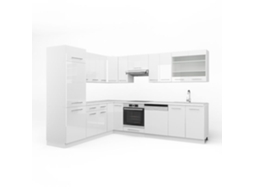 Cozinha de canto Fame-Line, 227 x 60 cm sem bancada, Branco, Vicco