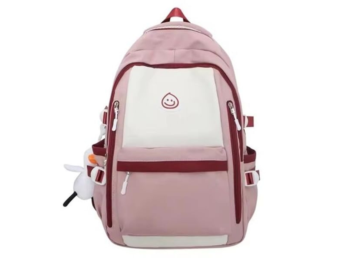 Mochila Coreana Rosa Laptop Com 2 Compartimentos E Porta-garrafa