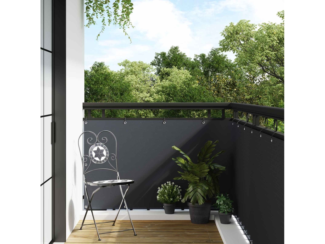 Vidaxl Tela De Varanda Com Ilhós 300 X 100 Cm Vime Pe Antracite