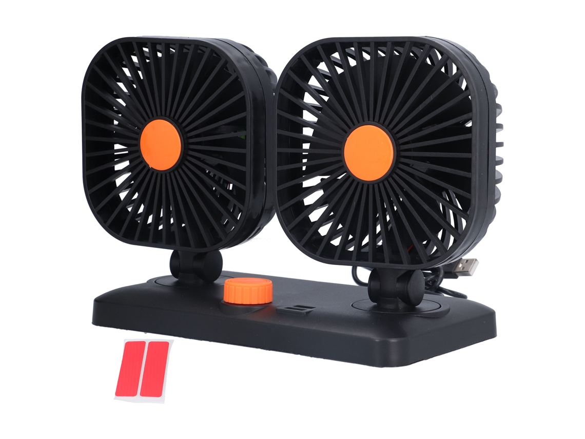 Ventilador de ar para carro de cabeça dupla USB ajustável 360° baixo ruído acessório universal S/MARCA