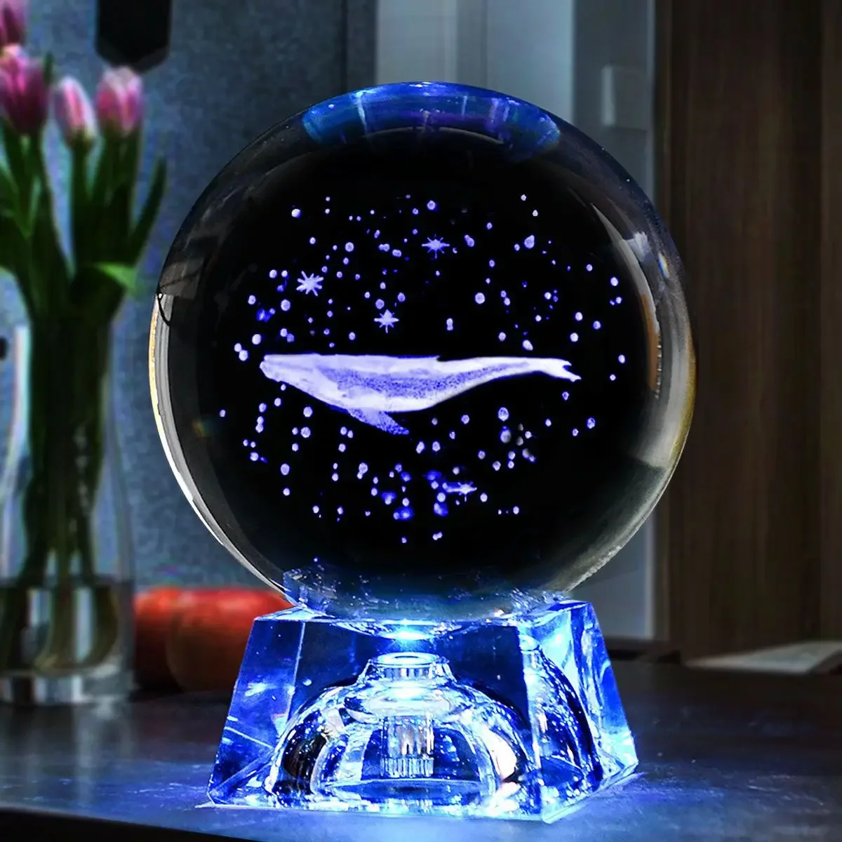Bola de Cristal Led, Bola de Vidro 3d, Decoração para Casa, Enfeite para Presente de Dia Dos Namorados. MDUG